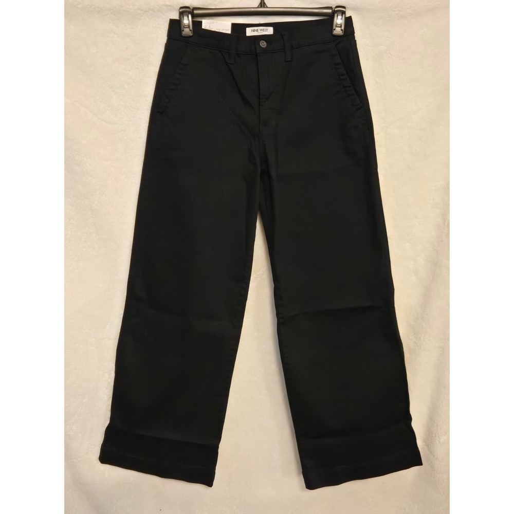 Nine West Jeans Womens Size 8 Wide Leg Pants Black High Rise Trousers DNWB3130
